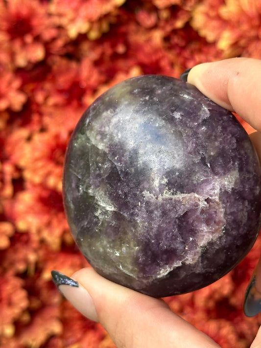 Lepidolite with Smokey Quart Palmstone