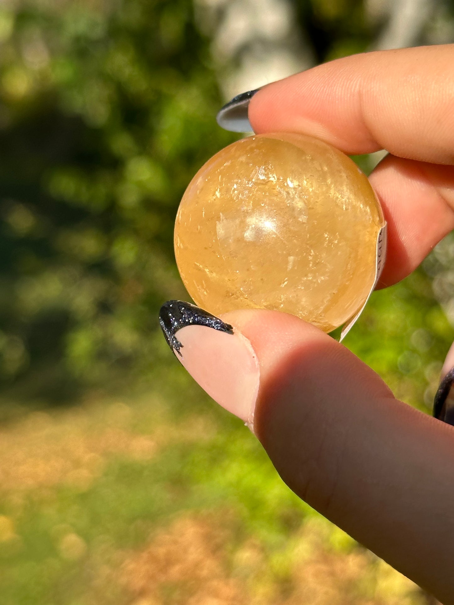 Honey Calcite Sphere - Stars and Rainbows