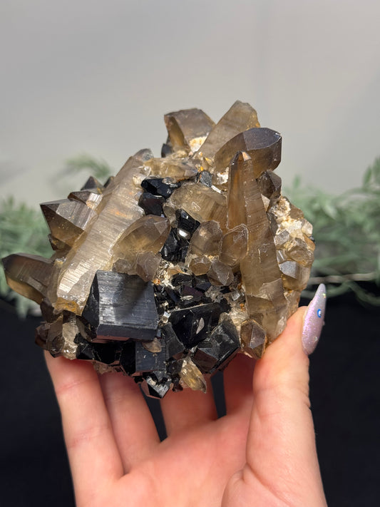 Smokey Quartz with black tourmaline - Africa
