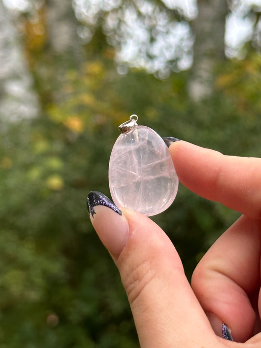 Rose Quartz with Sterling Silver Pendant