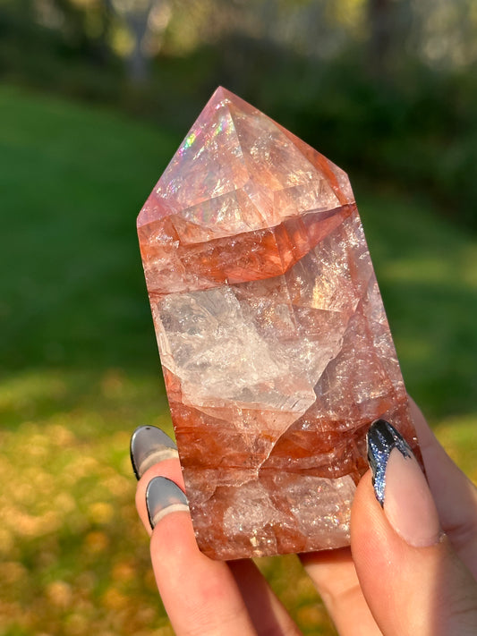 Red Hematite Quartz Tower