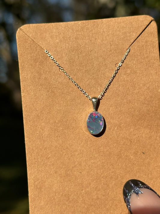Australian Opal Necklace - Sterling Silver