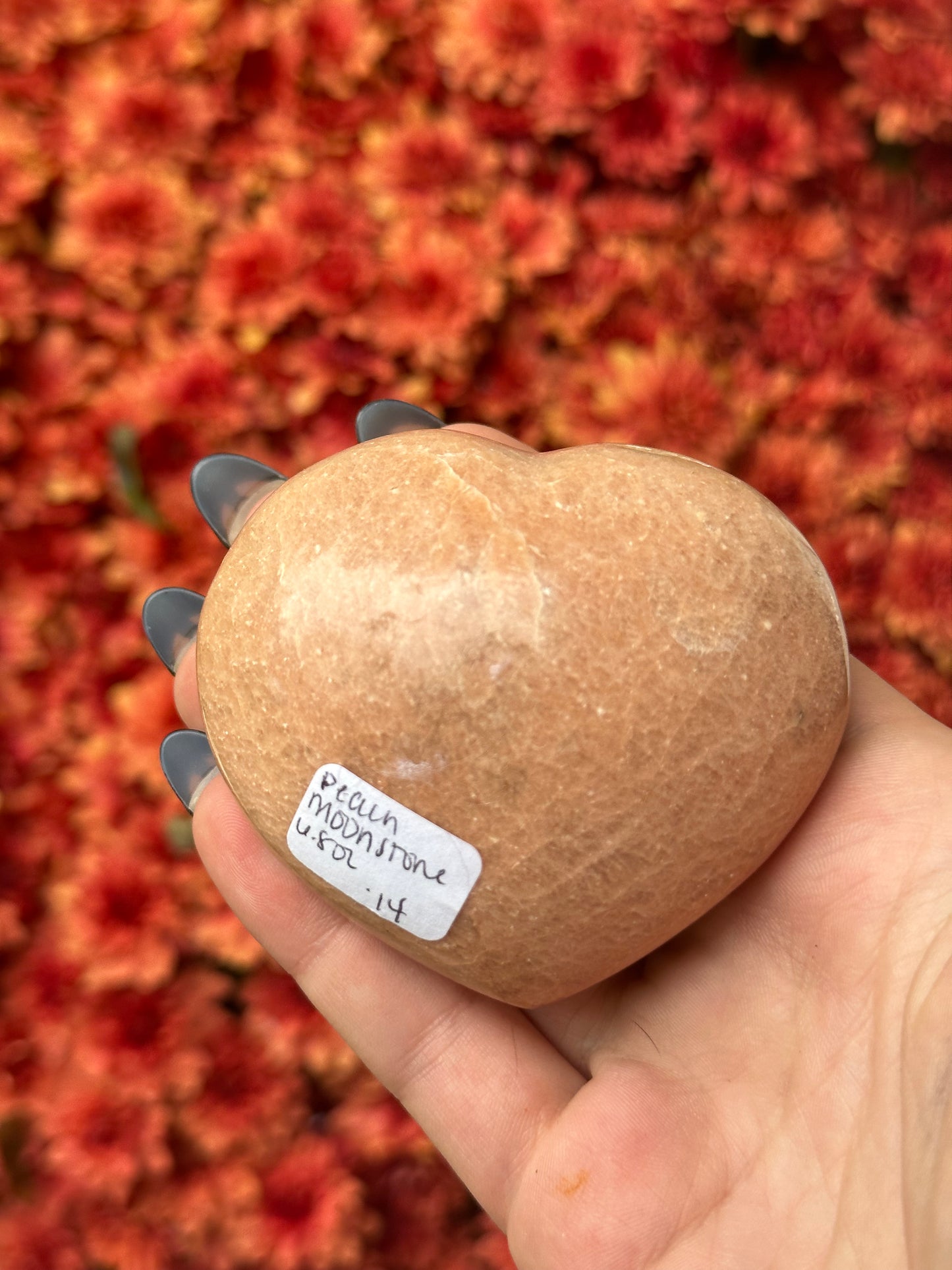 Peach moonstone heart