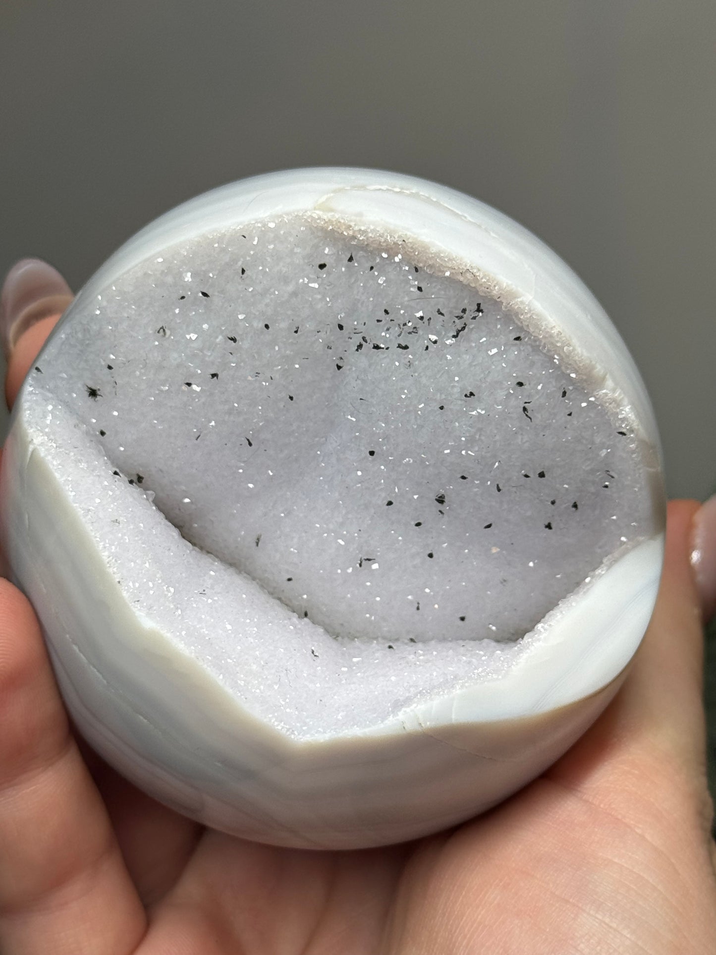 Agate sphere with moss agate