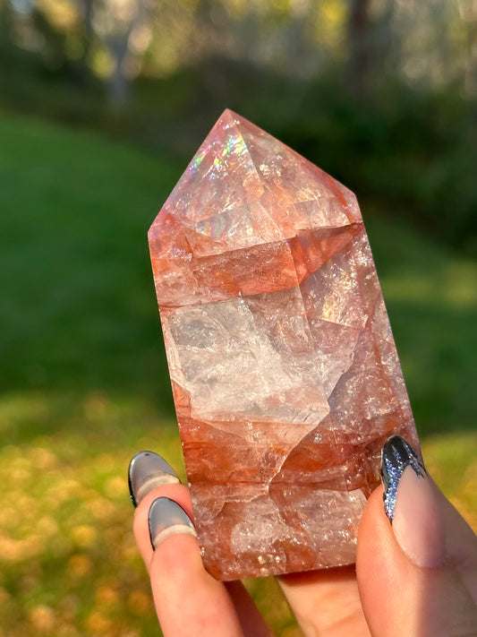 Red Hematite Quartz Tower