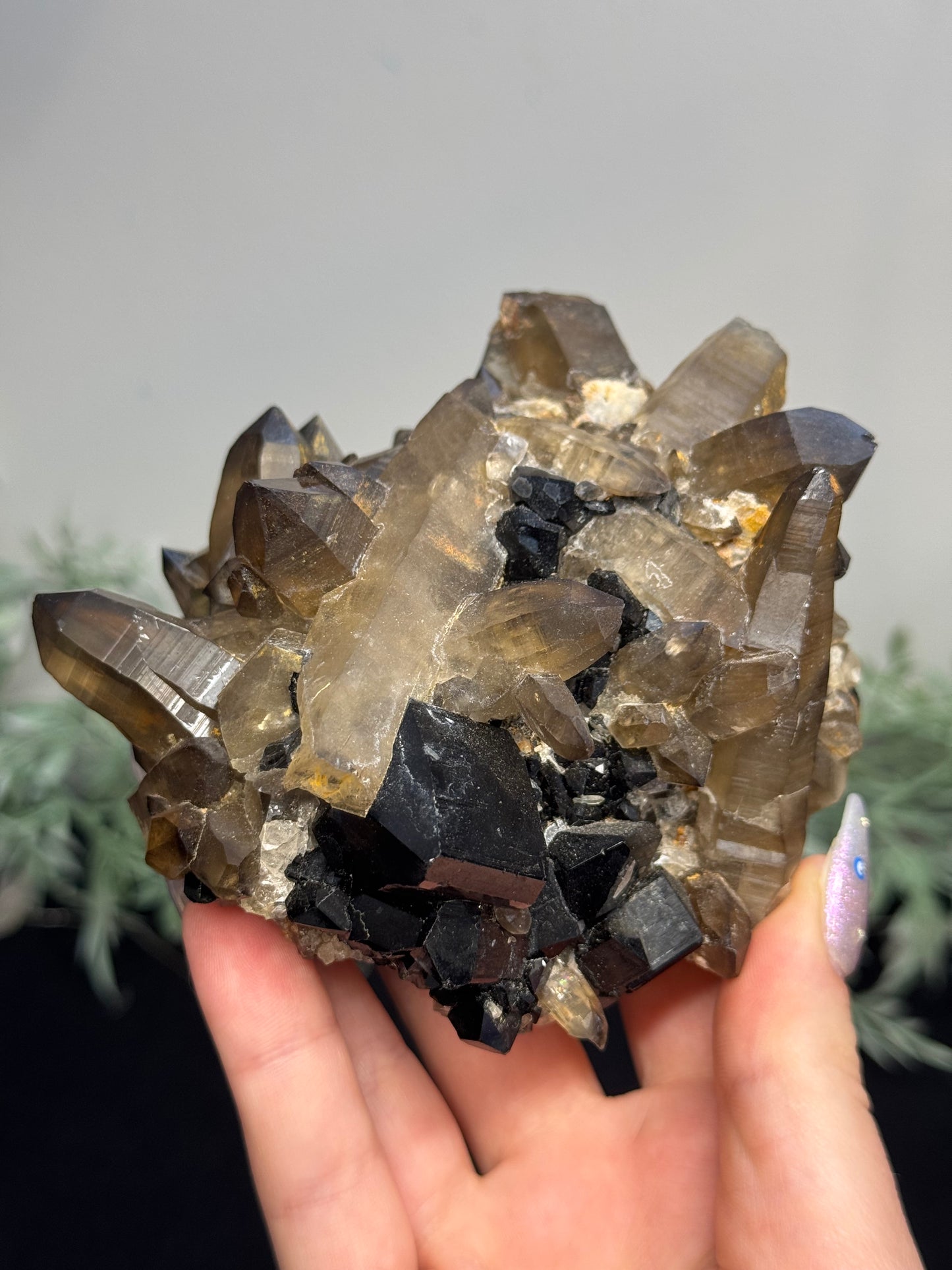 Smokey Quartz with black tourmaline - Africa