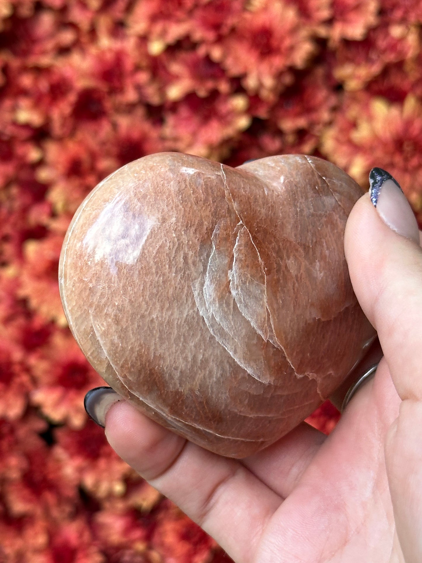 Peach Moonstone Heart