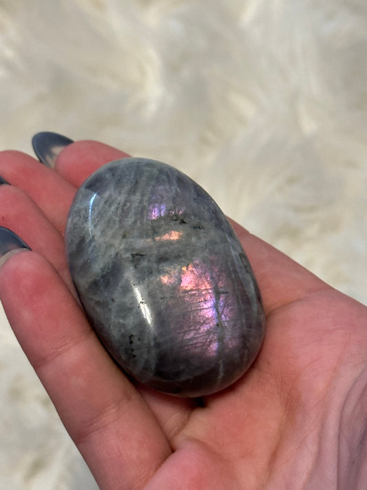 Purple/Pink Flash Labradorite Palmstone