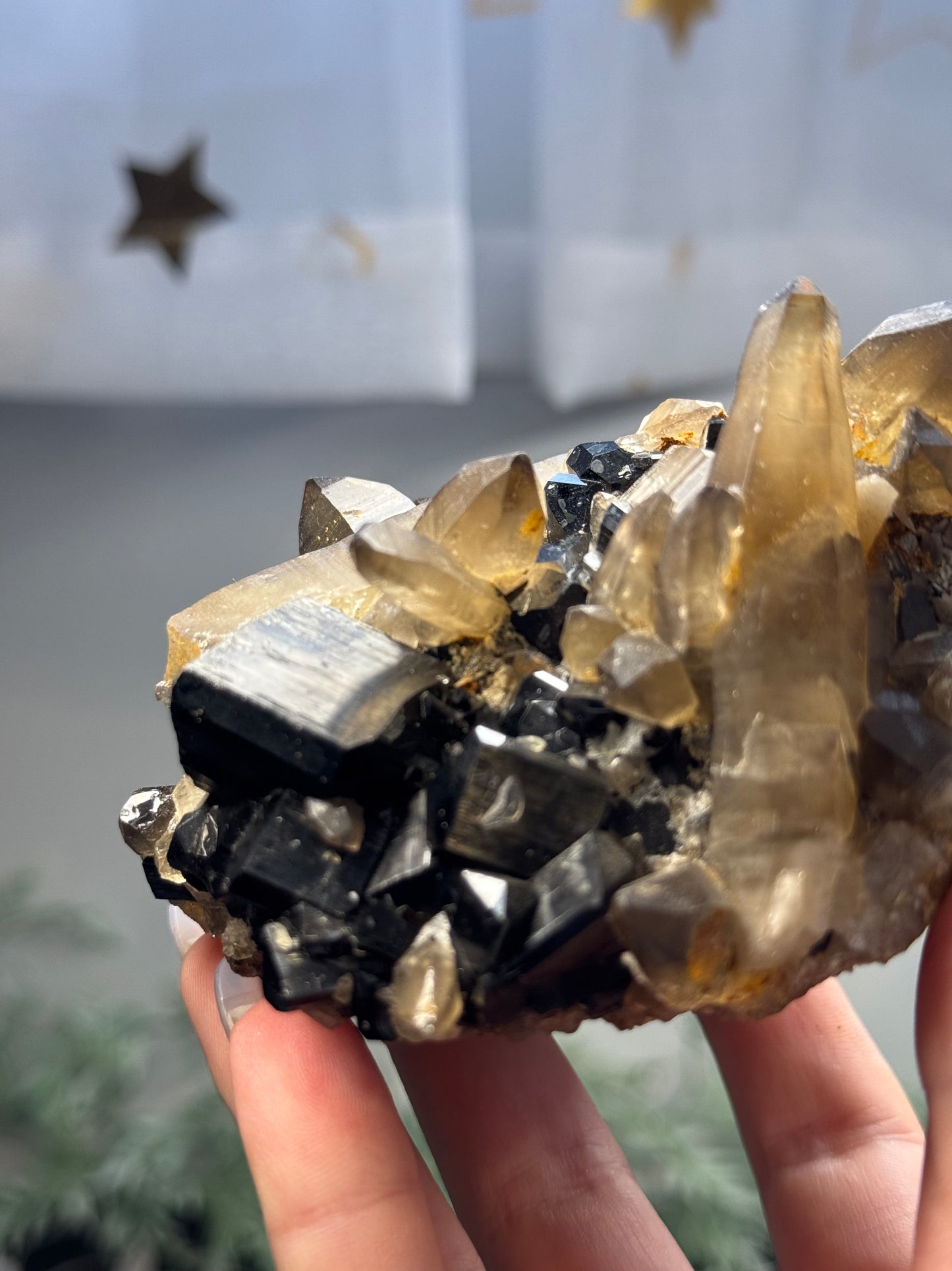 Smokey Quartz with black tourmaline - Africa
