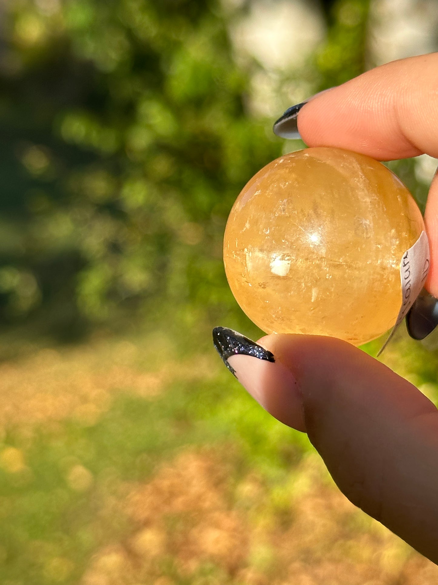 Honey Calcite Sphere - Stars and Rainbows