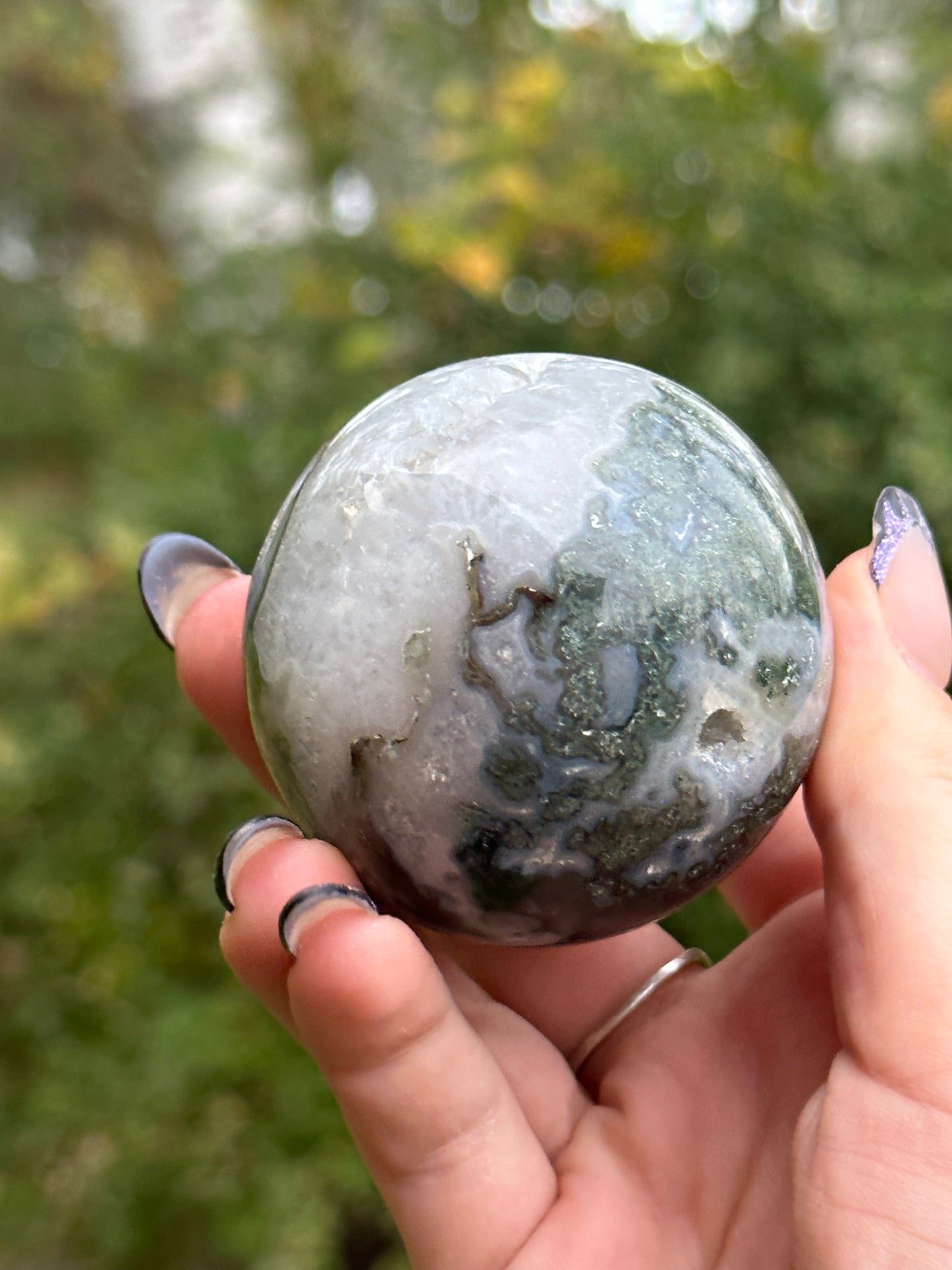 Moss agate sphere