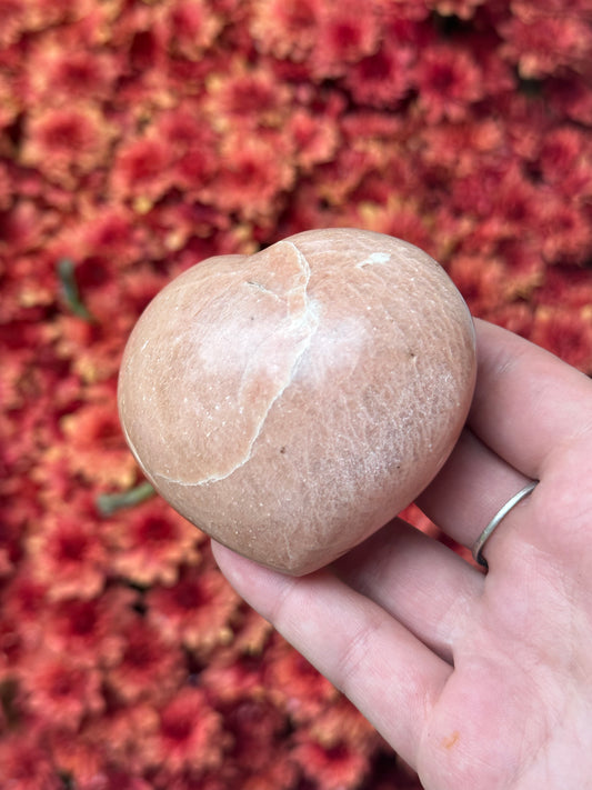 Peach moonstone heart