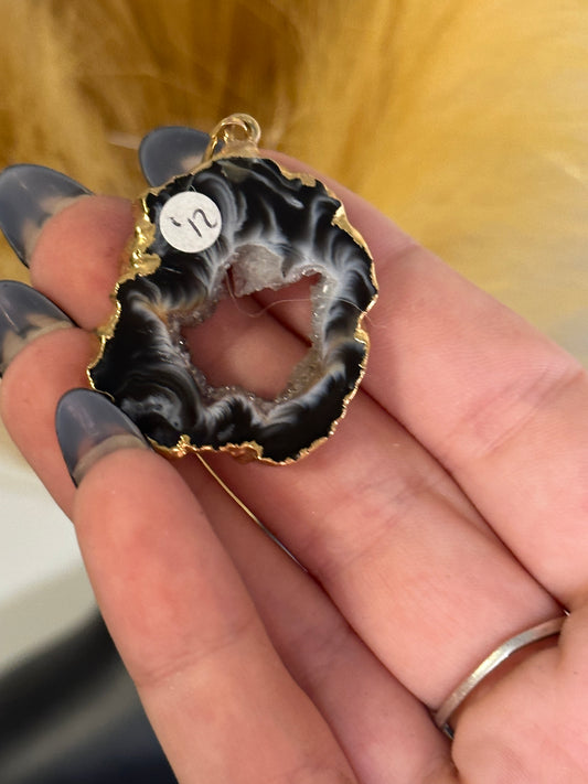 Oco Agate Geode Slice Pendant