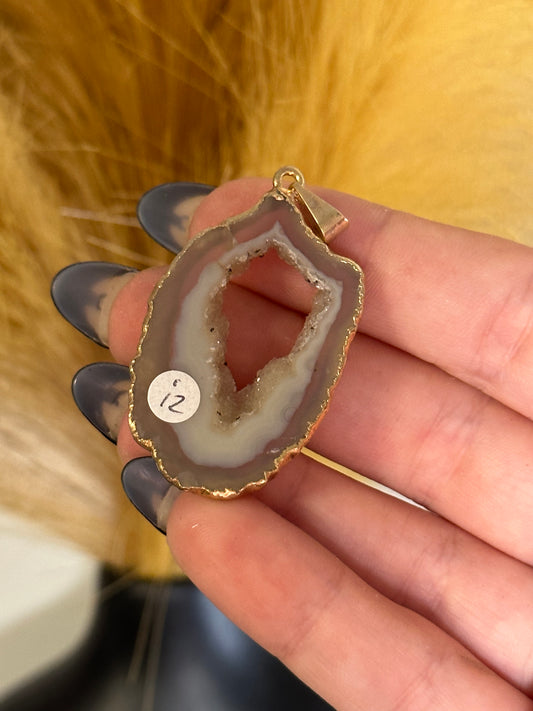 Oco Agate Geode Slice Pendant