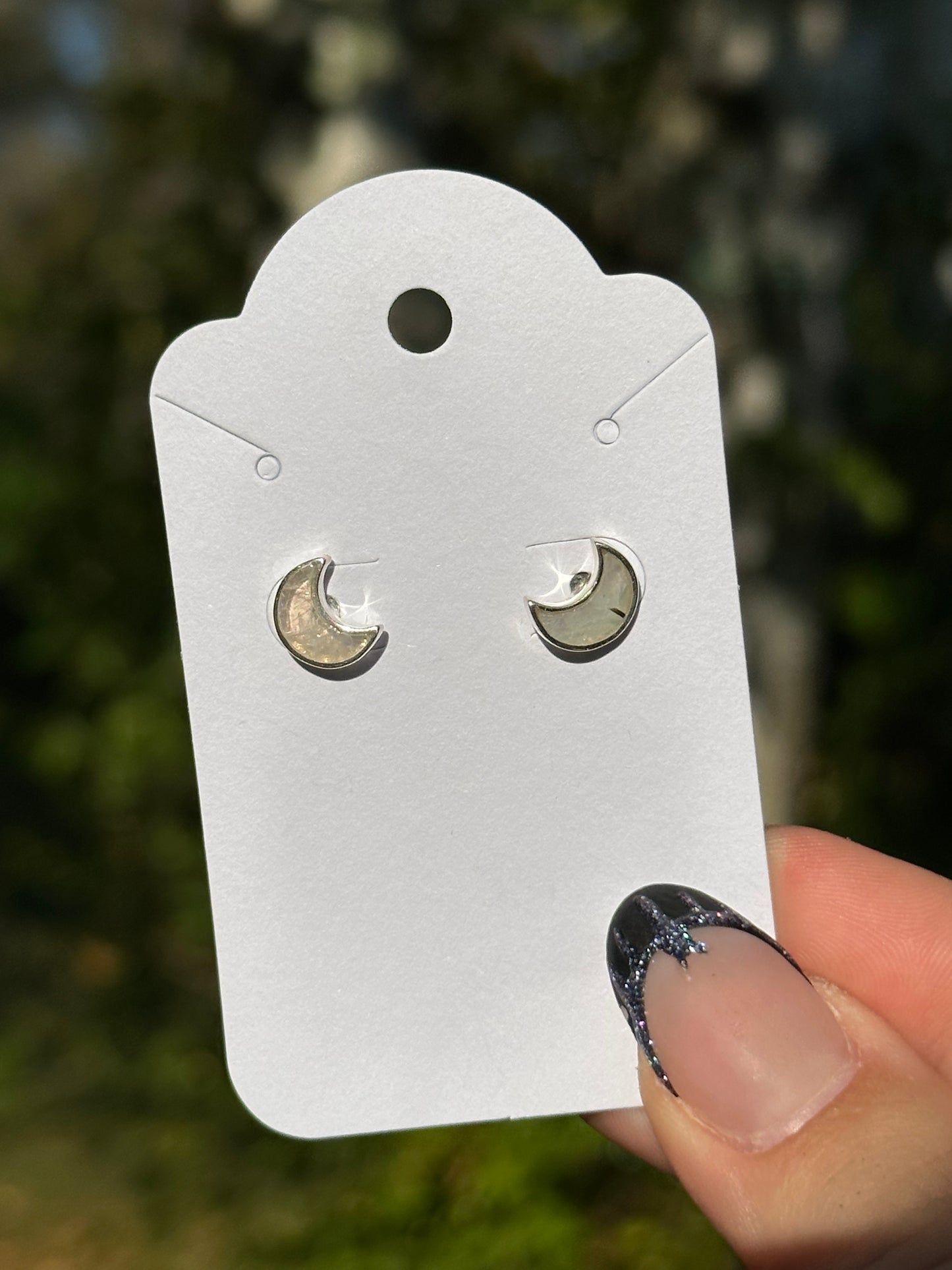 Moonstone Moon Earrings- Sterling Silver