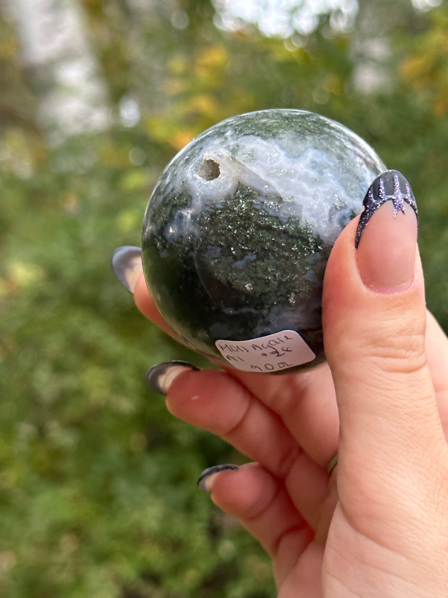 Moss agate sphere