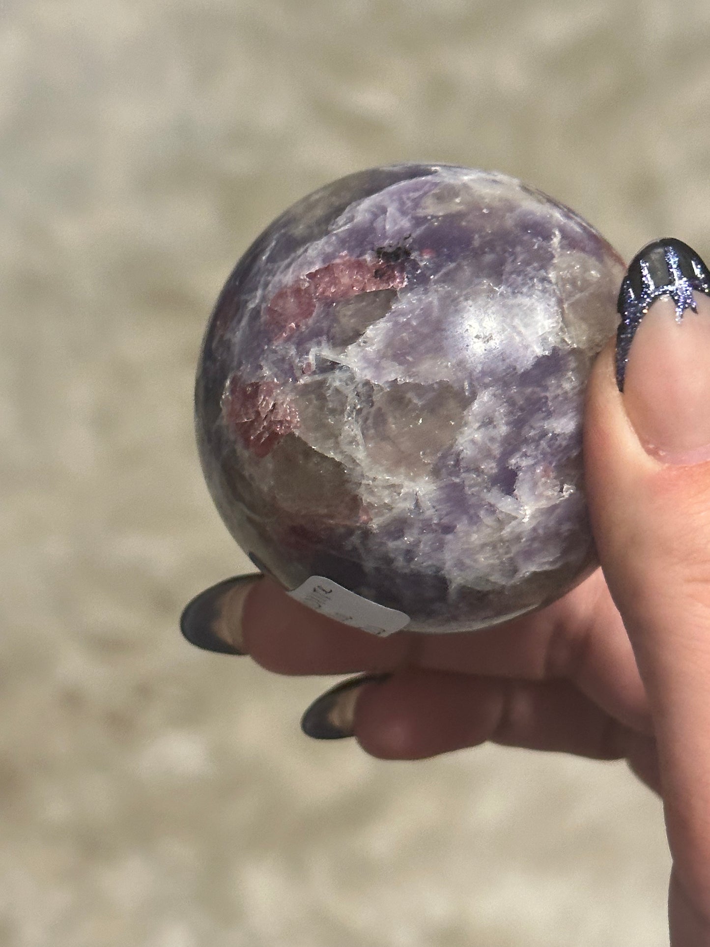 Lepidolite Sphere with Smokey Quartz