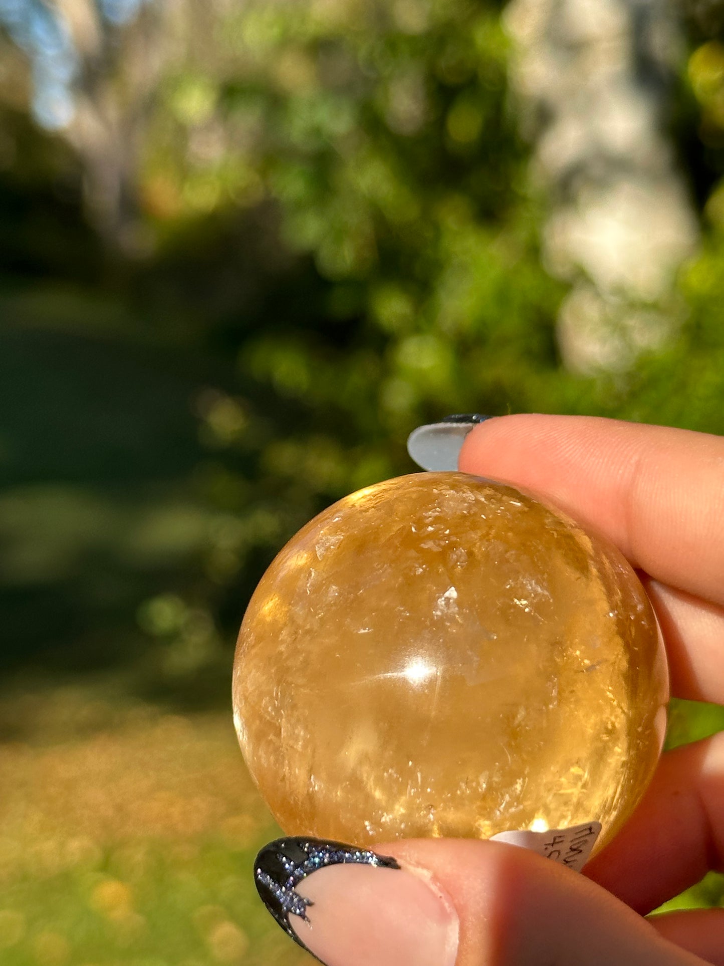 Honey Calcite Sphere - Stars and Rainbows