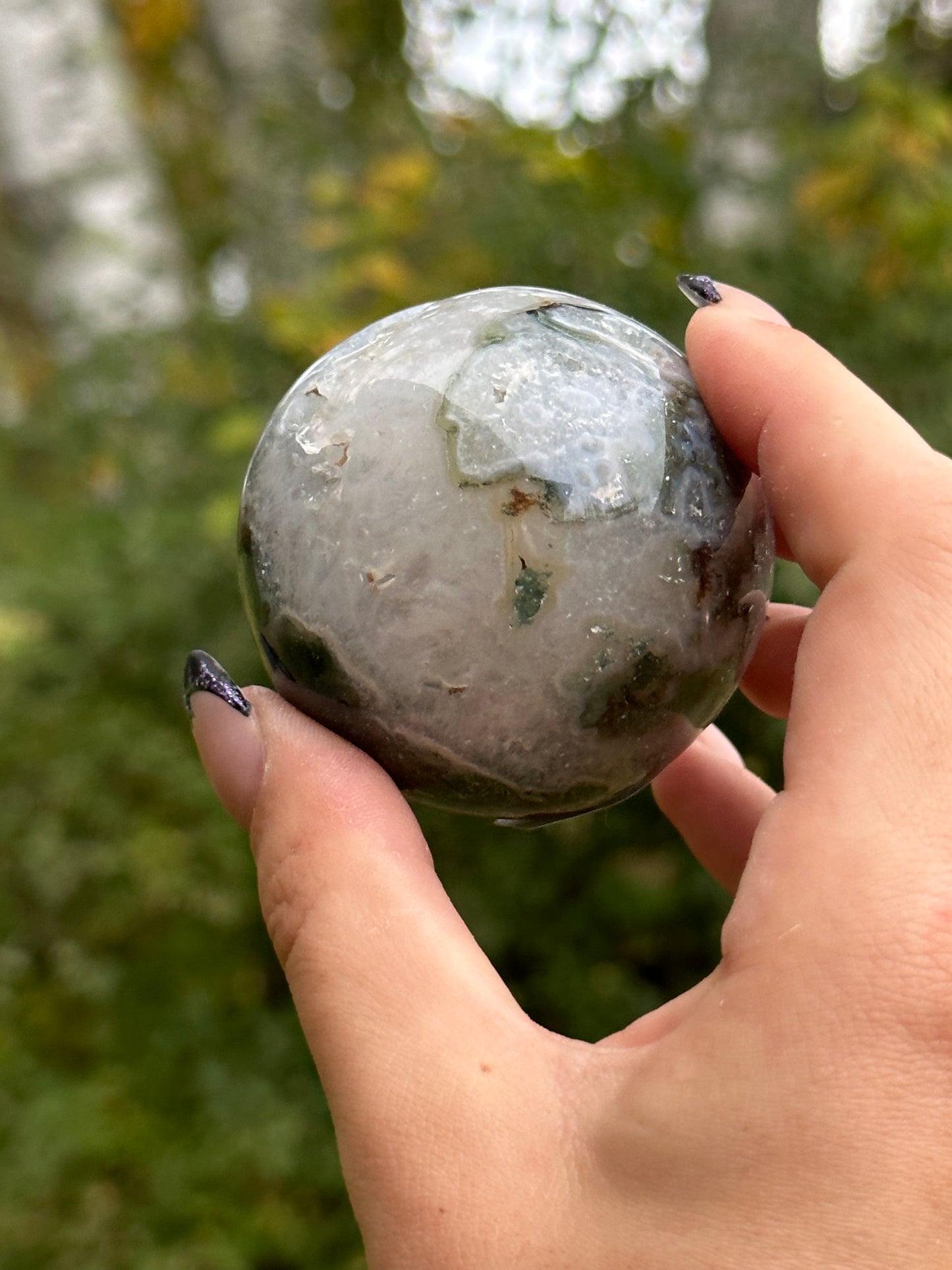 Moss agate sphere