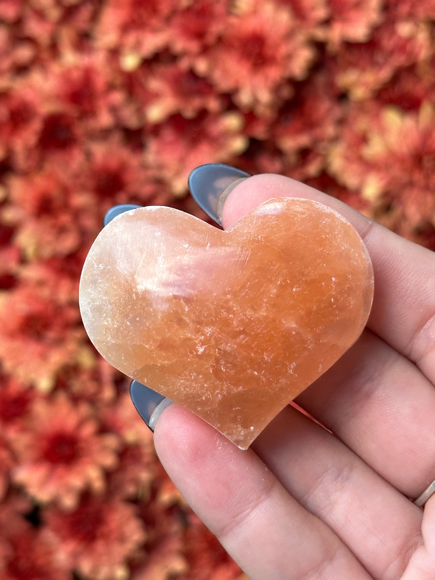 Peach Satin Spar Mini Heart