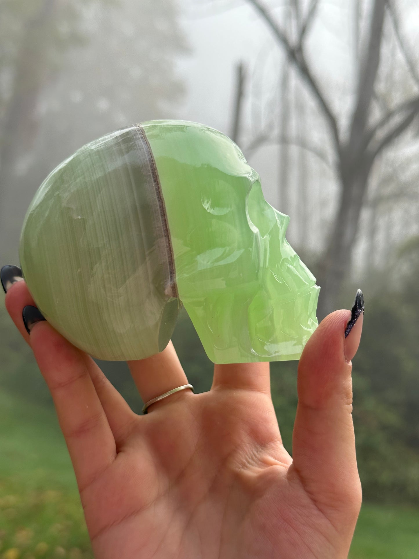 Green Calcite Skull