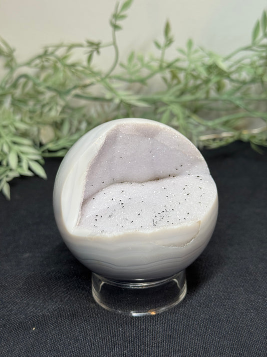 Agate sphere with moss agate