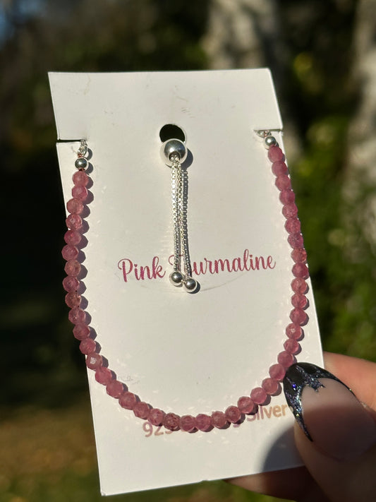 Pink Tourmaline Bracelet - Sterling Silver