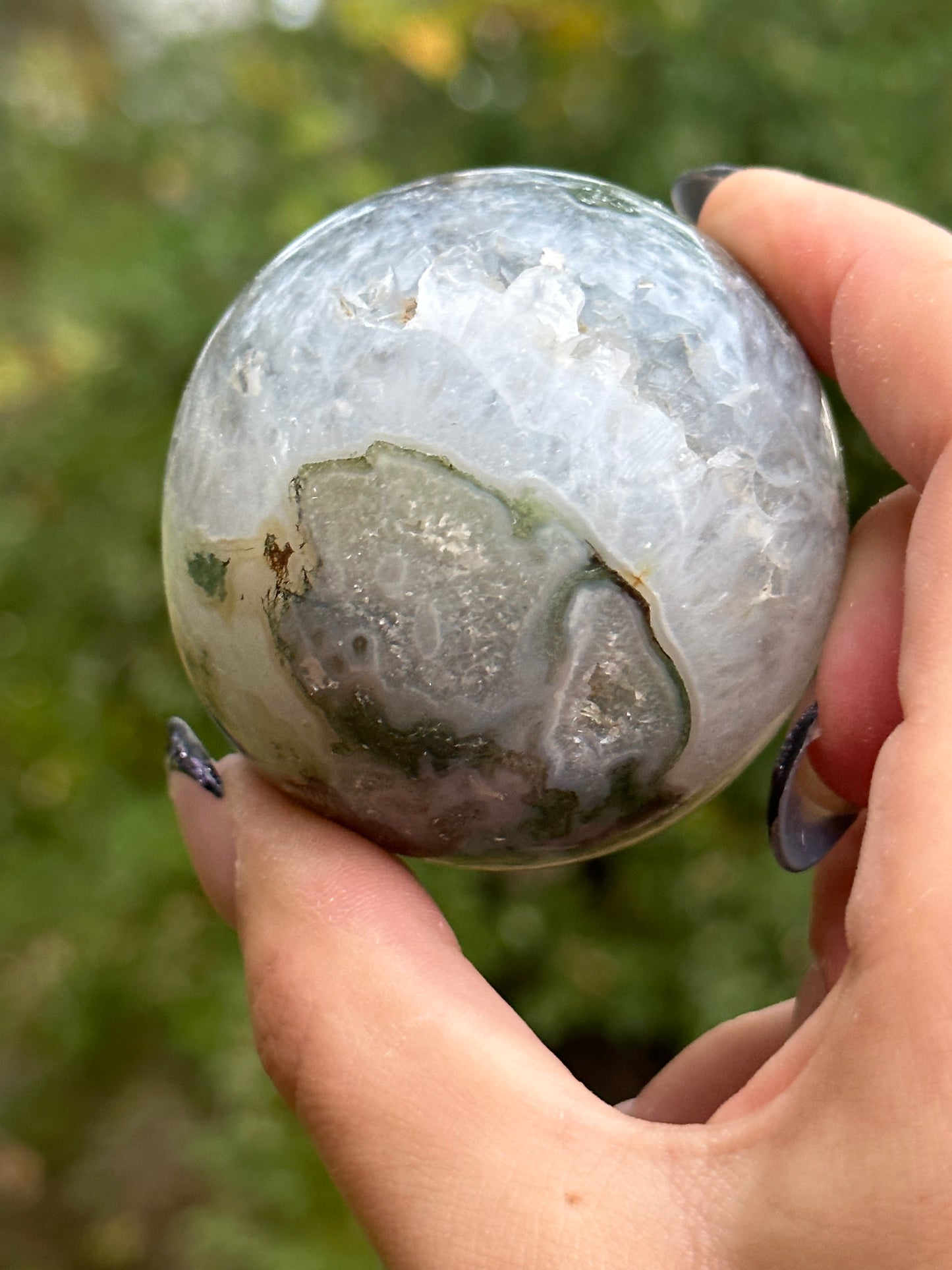 Moss agate sphere