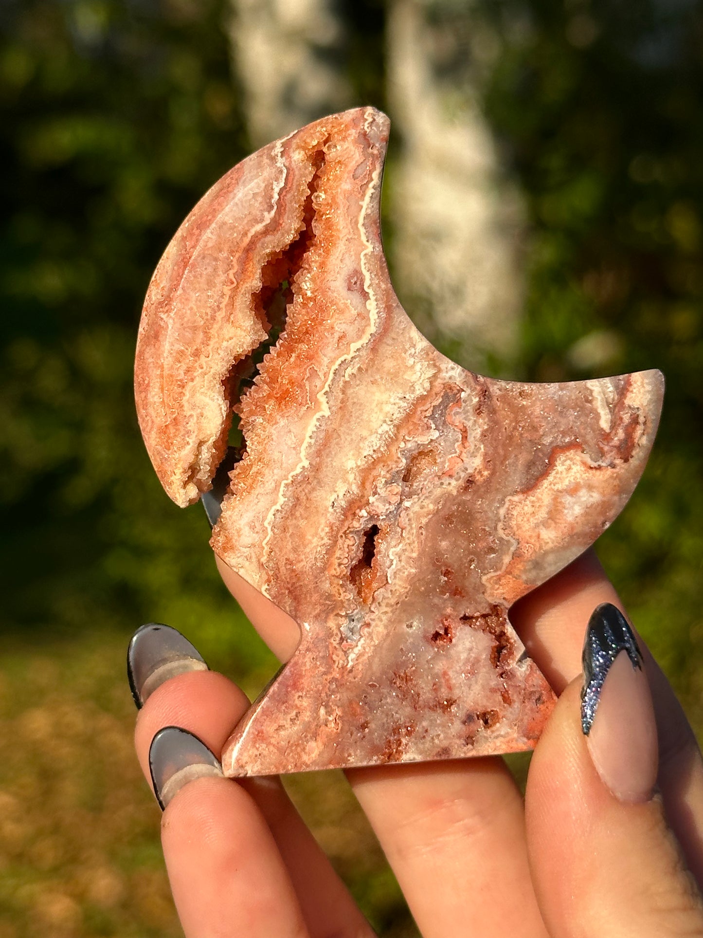 Pink Crazy Lace Agate Moon