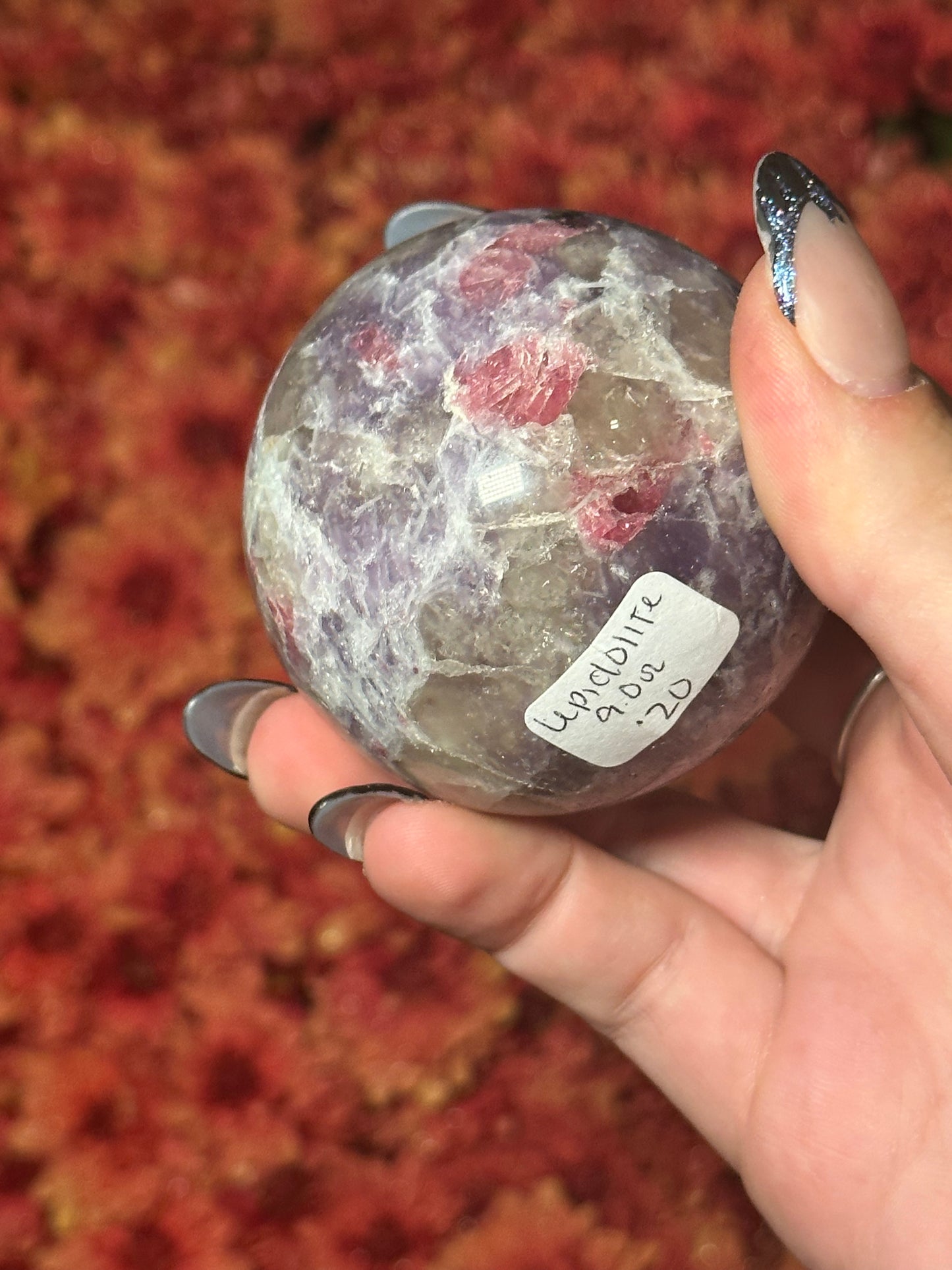 Lepidolite Sphere with Smokey Quartz