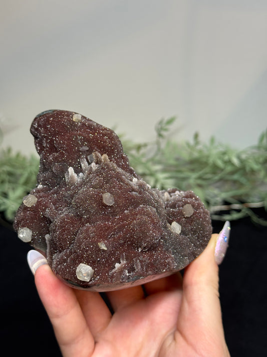 Sparkly Red amethyst with calcite - Uruguay