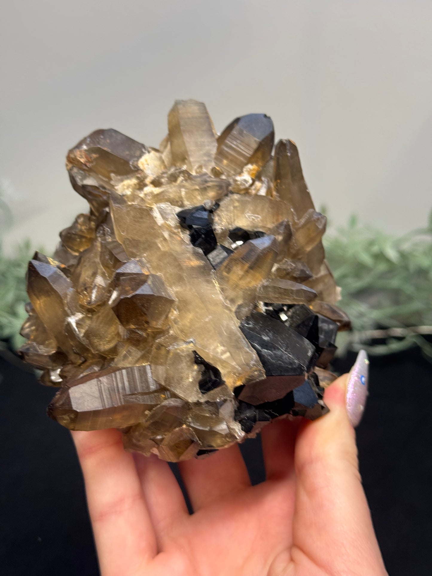 Smokey Quartz with black tourmaline - Africa