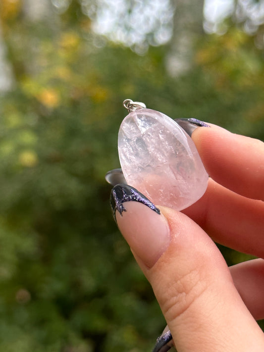 Rose Quartz with Sterling Silver Pendant