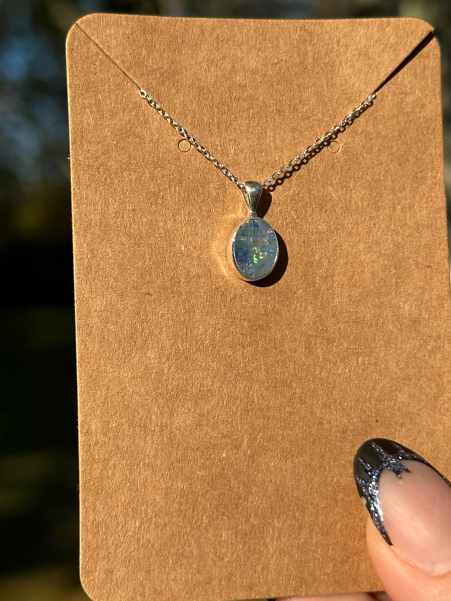 Australian Opal Necklace - Sterling Silver
