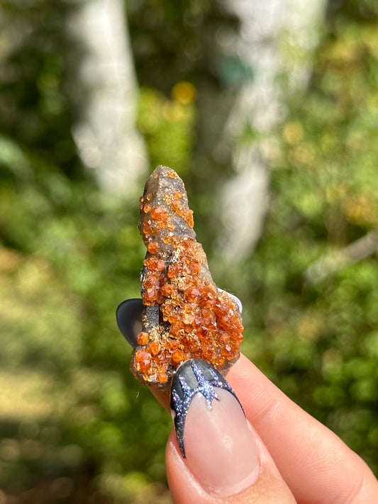 Spessartine Garnet on Smokey Quartz