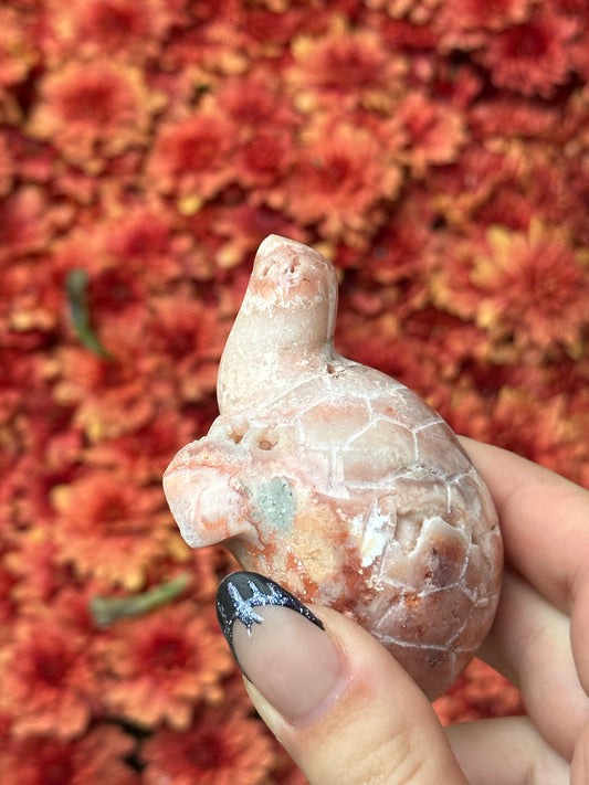 Pink crazy lace agate turtle