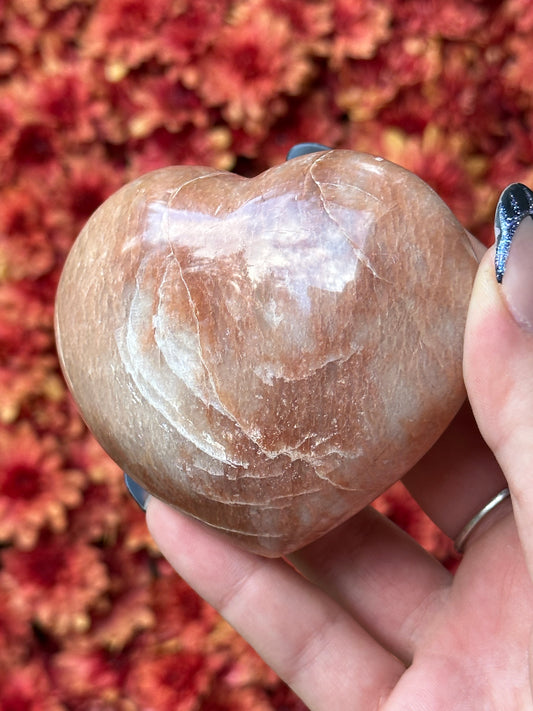Peach Moonstone Heart