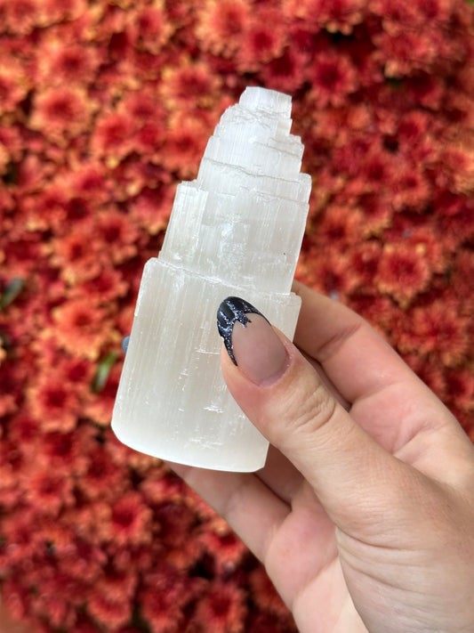 Satin spar selenite tower