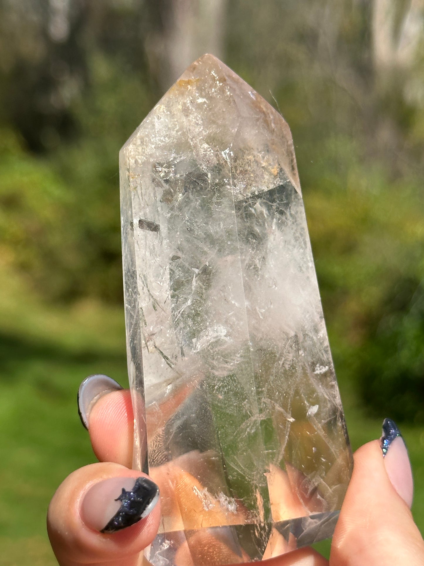 Quartz Point with Cubic Pyrite Inclusion