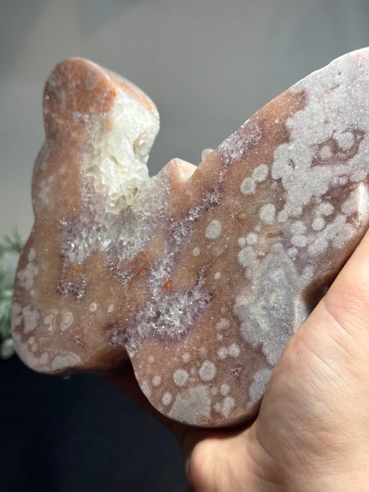 Pink amethyst butterfly with stand