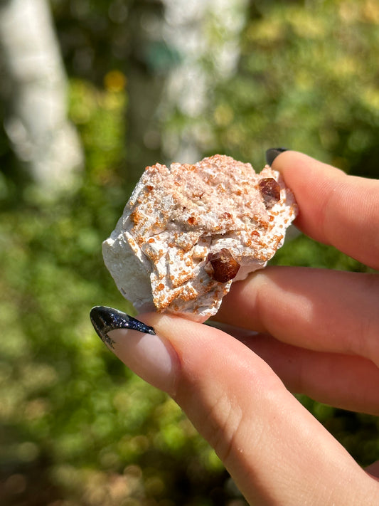 Spessartine Garnet on Feldspar