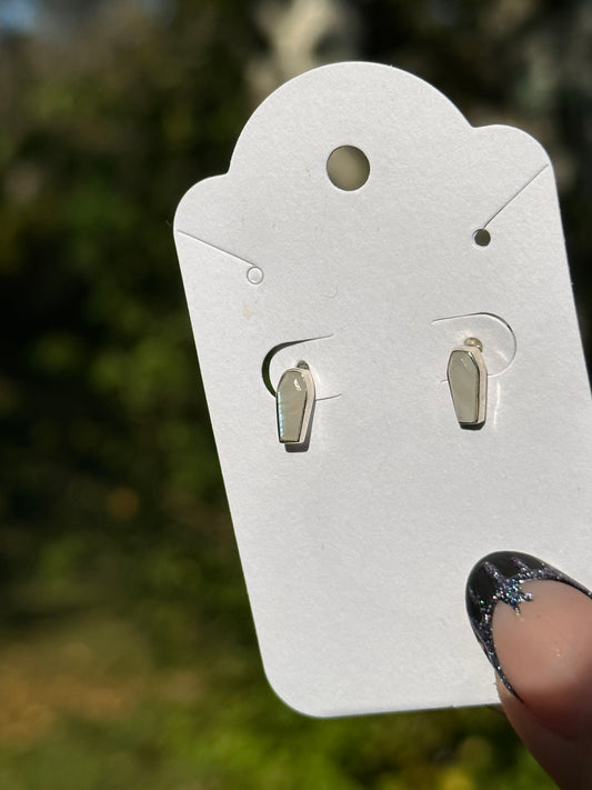 Moonstone Coffin Earrings- Sterling Silver