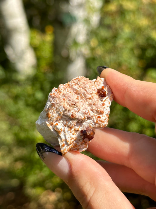 Spessartine Garnet on Feldspar