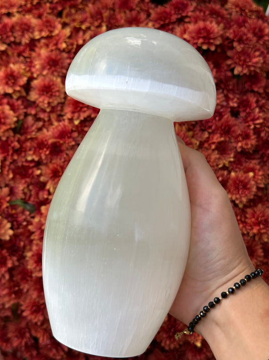 Satin Spar Selenite Mushroom Lamp - No Cord/Bulb Included