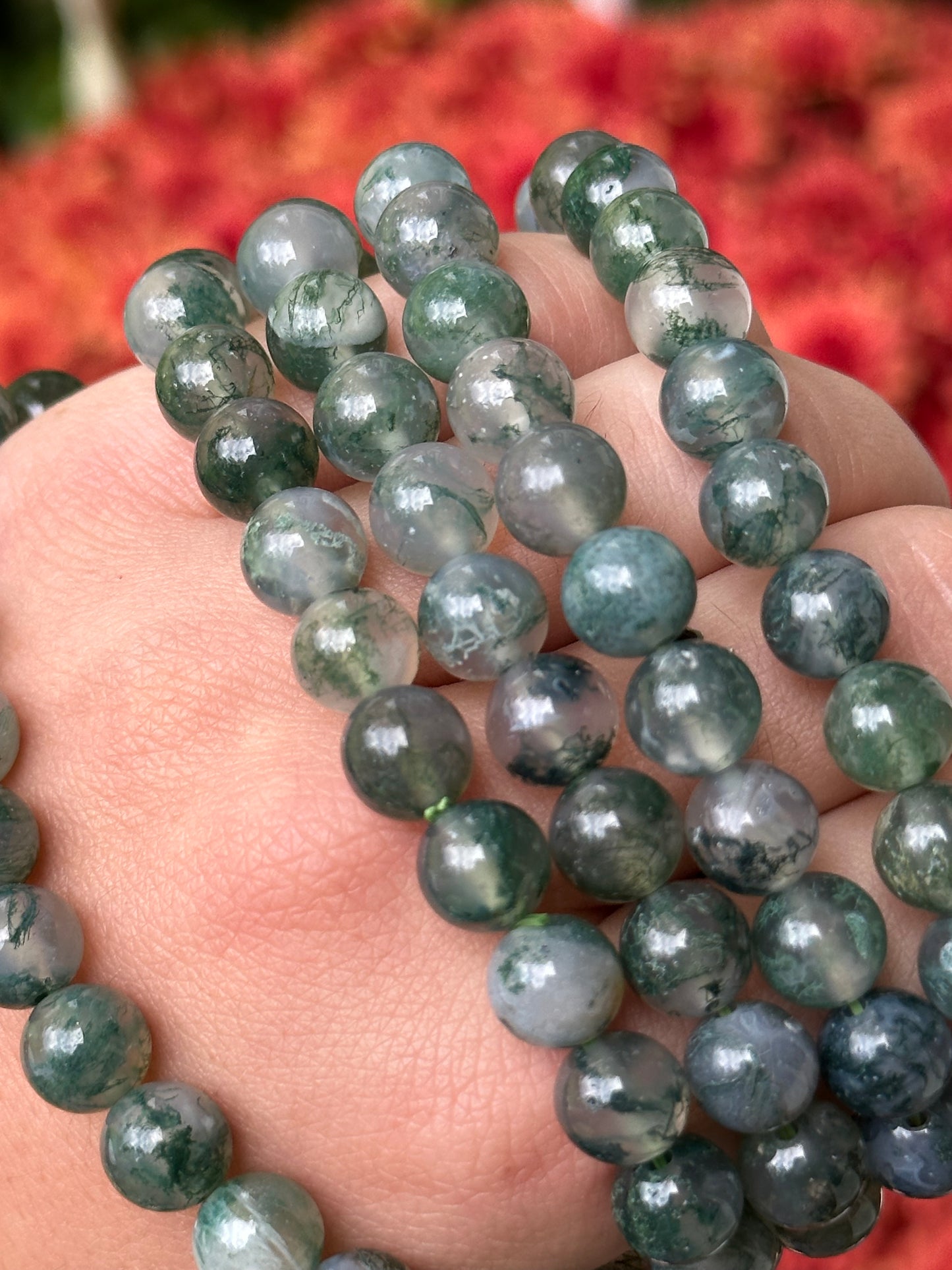 Moss agate bracelets