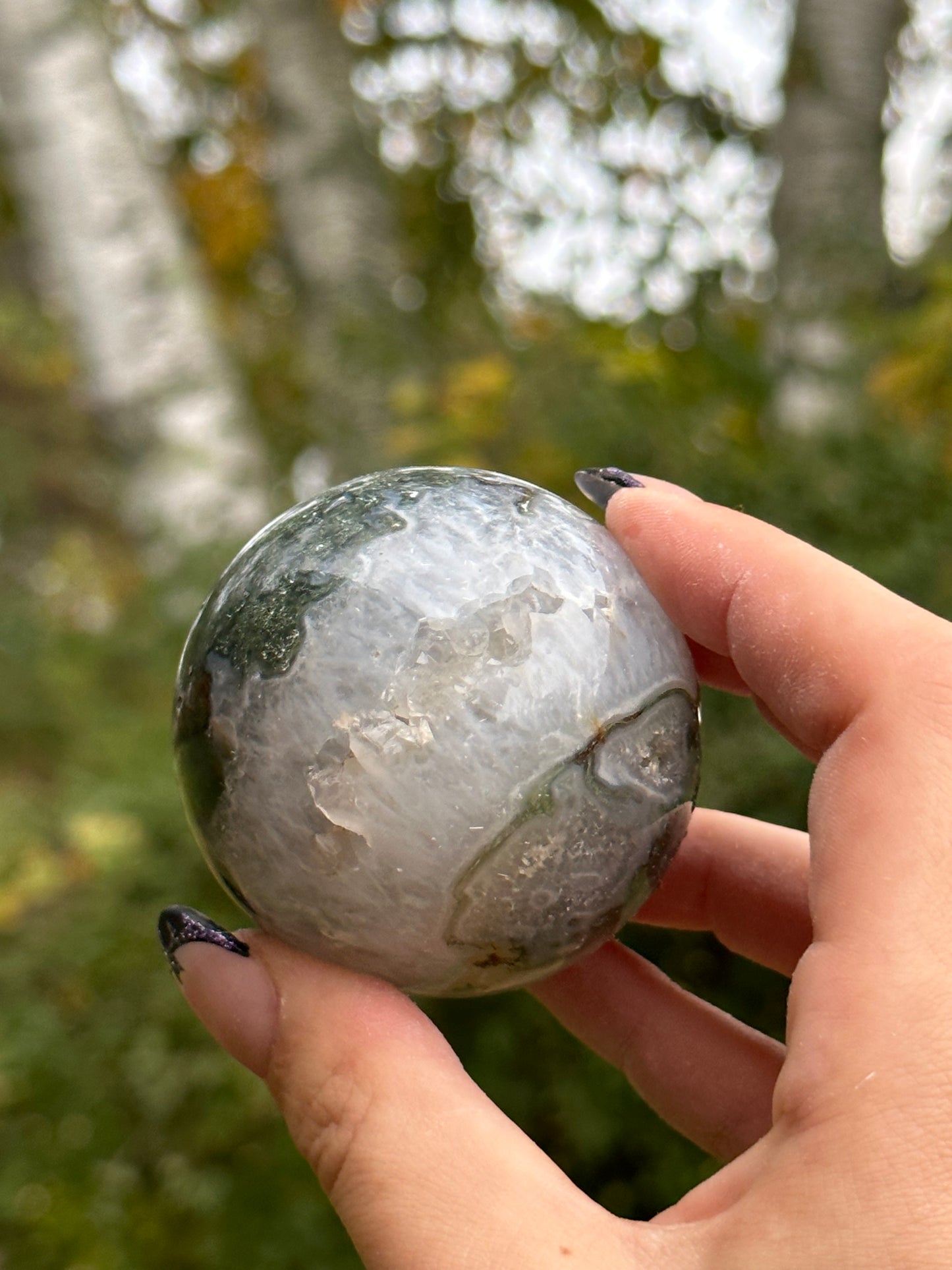 Moss agate sphere