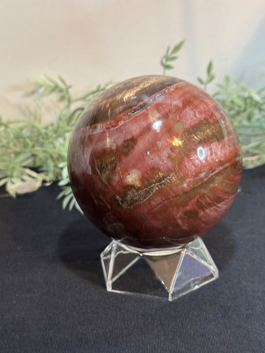 XL pink petrified wood sphere