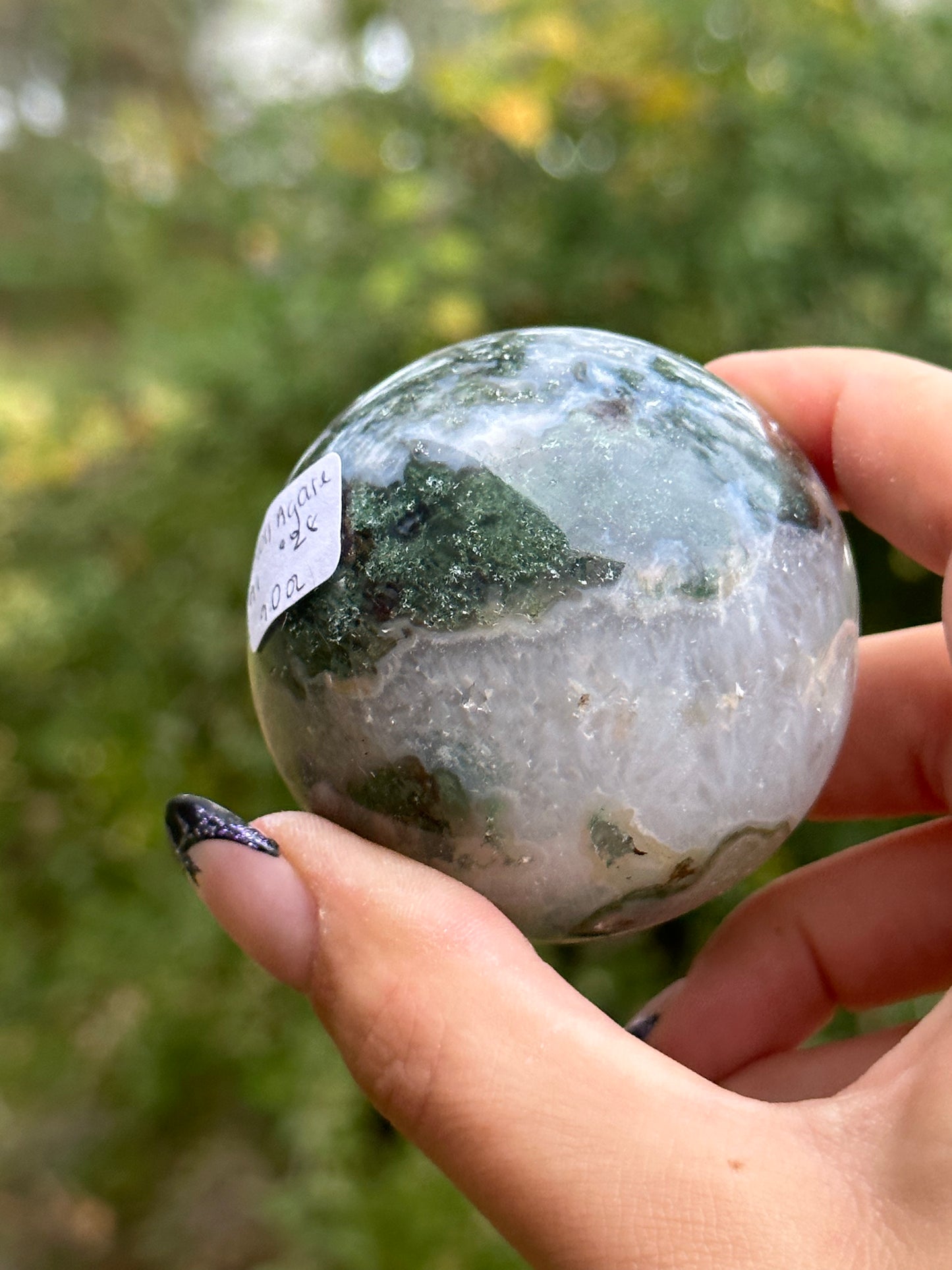 Moss agate sphere