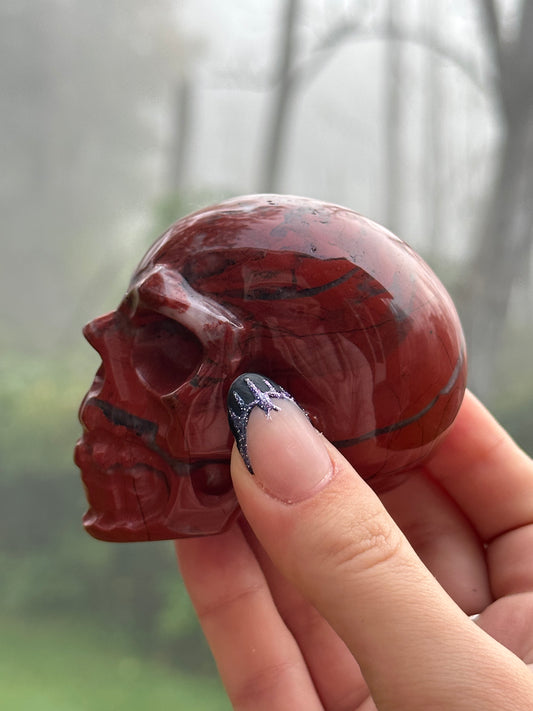 Red Jasper Skull Carving