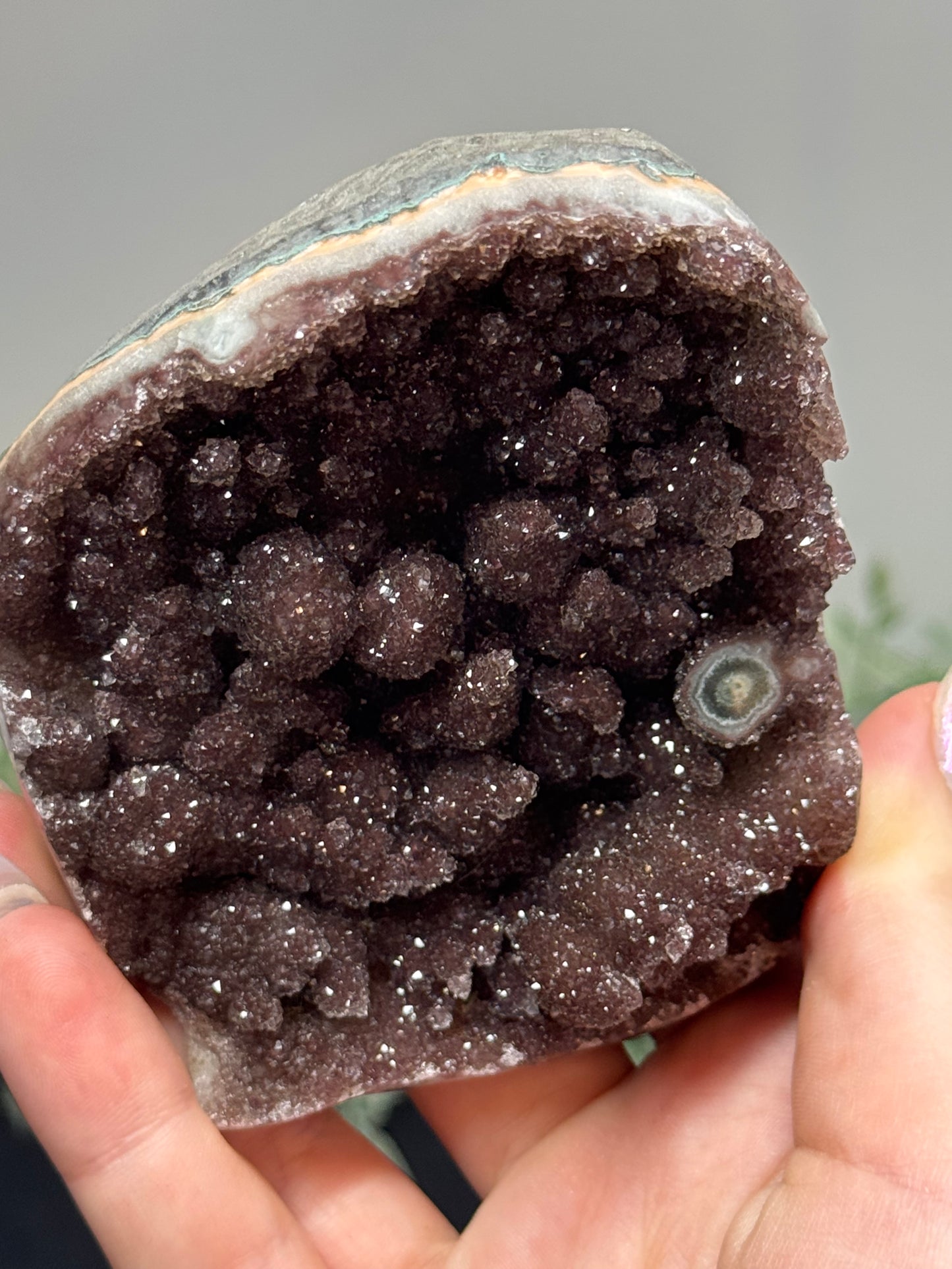 Red Amethyst with stalactites - Uruguay